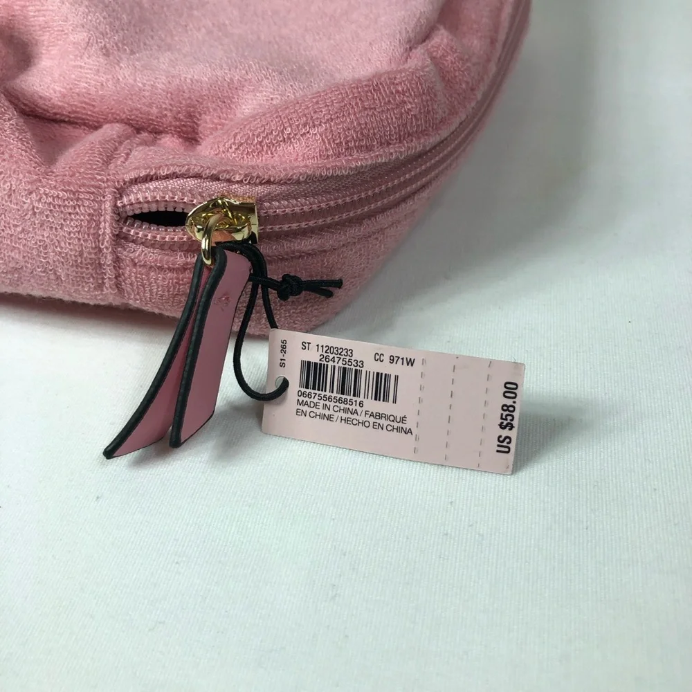 Victoria's Secret Terry Monogram Pink Cosmetic Make-up Bag Headband & Scrunchie